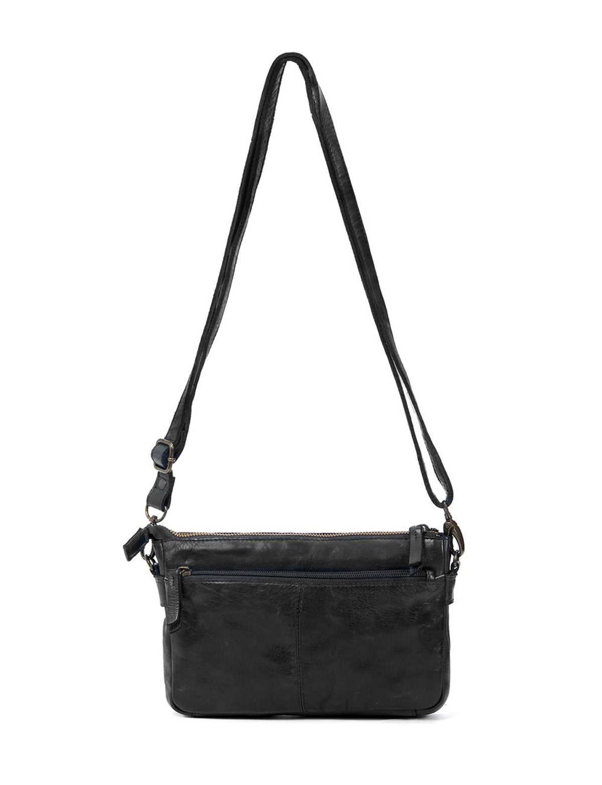 LOXTON MULTICOMPARTMENT LEATHER XBODY BAG- A-0017-BLK- NEW IN