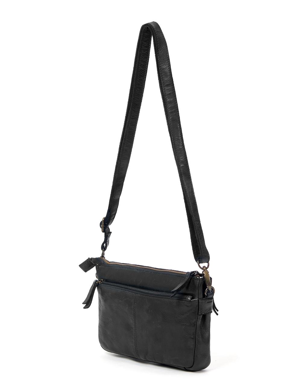 LOXTON MULTICOMPARTMENT LEATHER XBODY BAG- A-0017-BLK- NEW IN