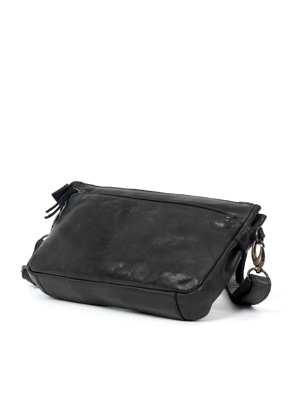 LOXTON MULTICOMPARTMENT LEATHER XBODY BAG- A-0017-BLK- NEW IN