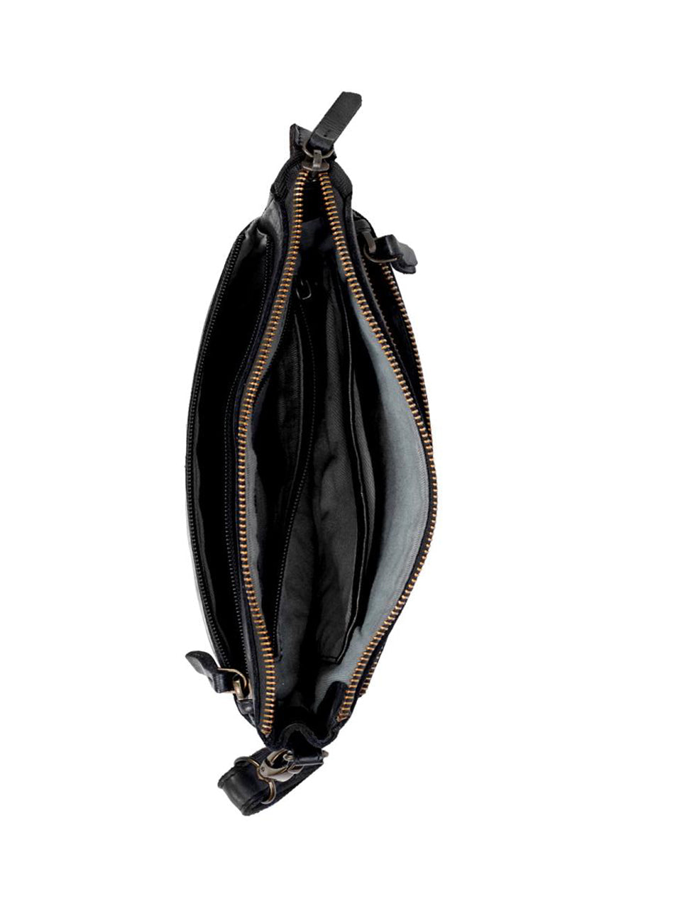LOXTON MULTICOMPARTMENT LEATHER XBODY BAG- A-0017-BLK- NEW IN