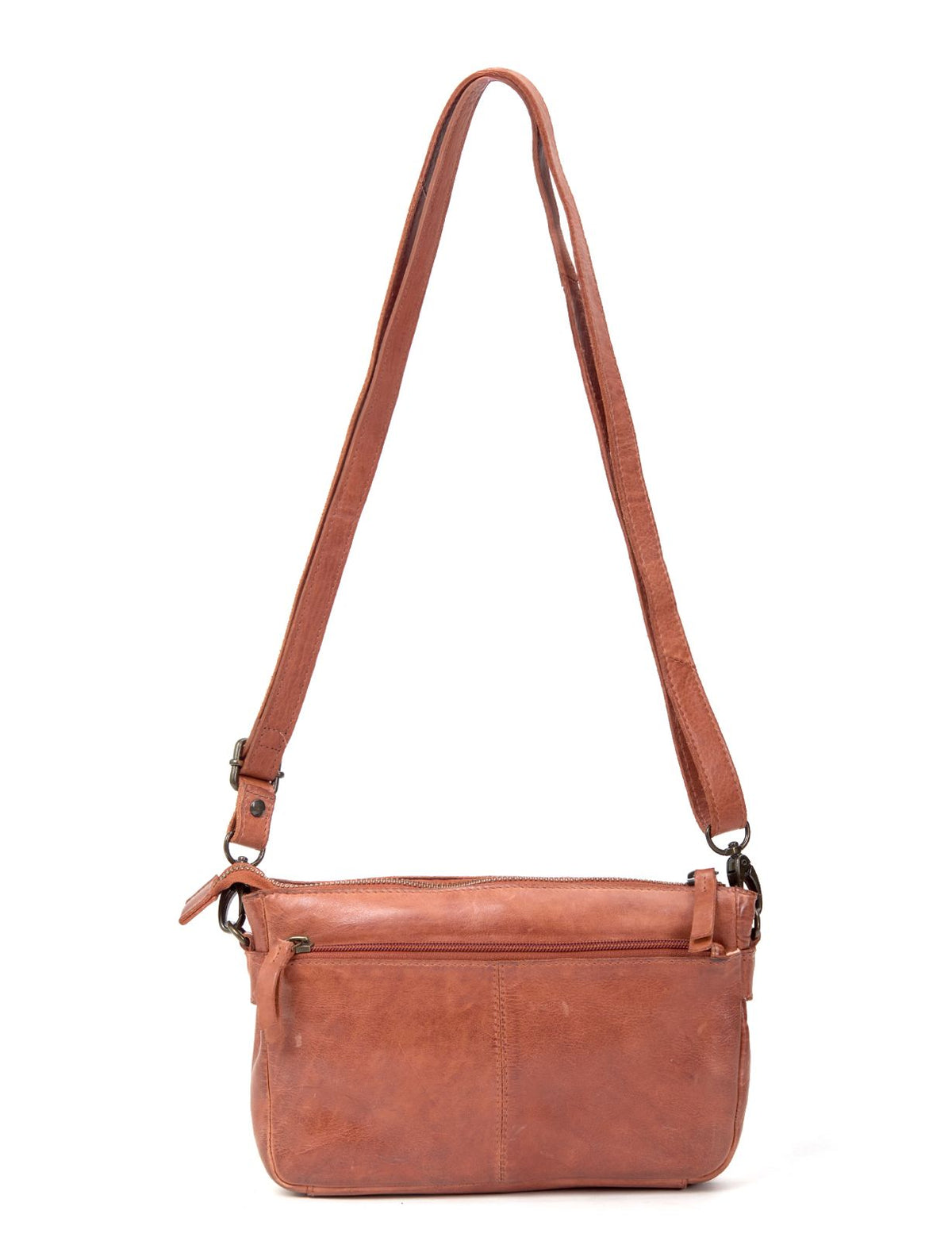 LOXTON MULTICOMPARTMENT LEATHER XBODY BAG- A-0017-TAN- NEW IN