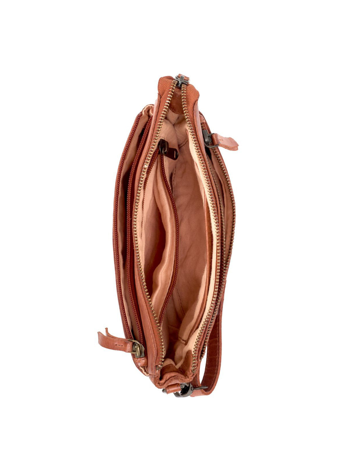 LOXTON MULTICOMPARTMENT LEATHER XBODY BAG- A-0017-TAN- NEW IN
