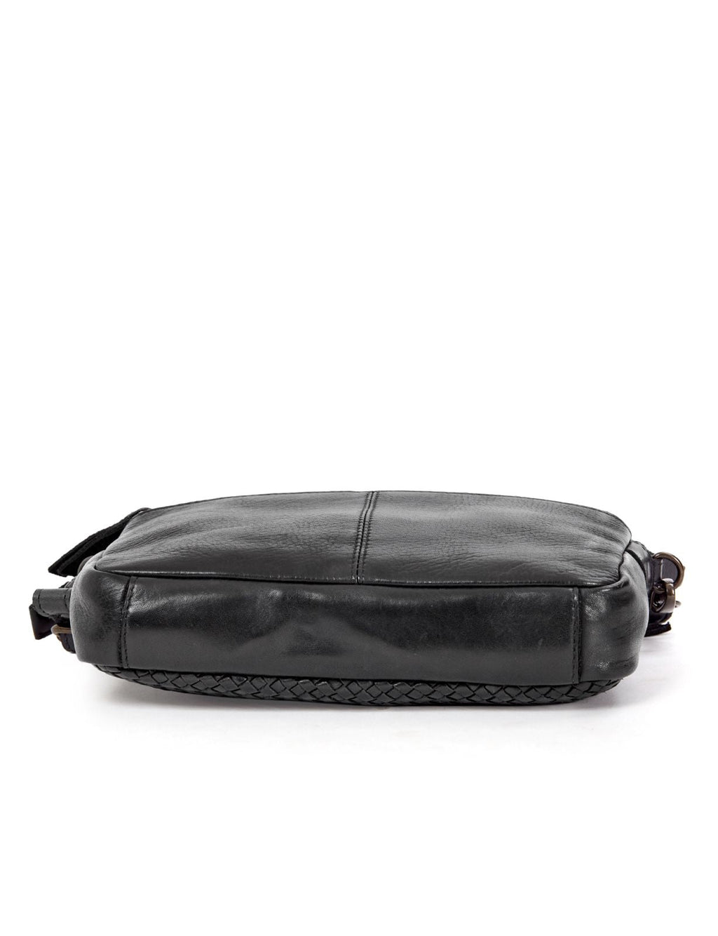RENMARK WOVEN DETAIL LEATHER XBODY BAG- A-0018-BLK- NEW IN