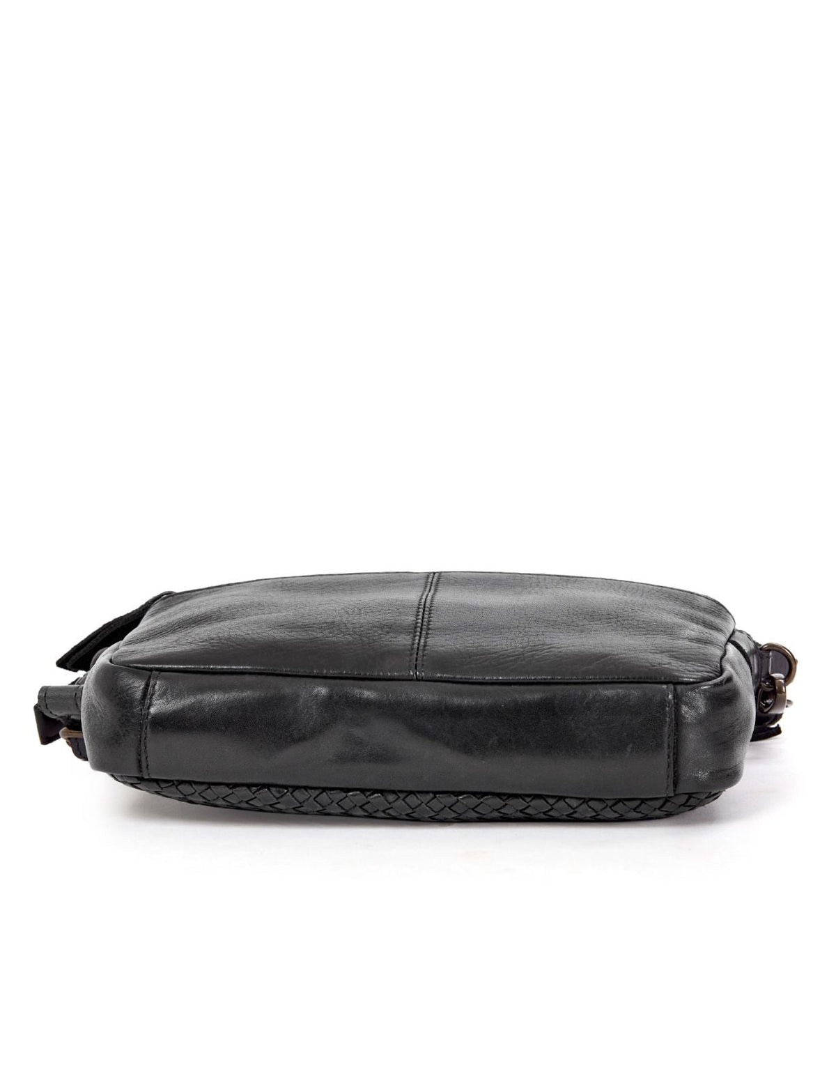 RENMARK WOVEN DETAIL LEATHER XBODY BAG- A-0018-BLK- NEW IN
