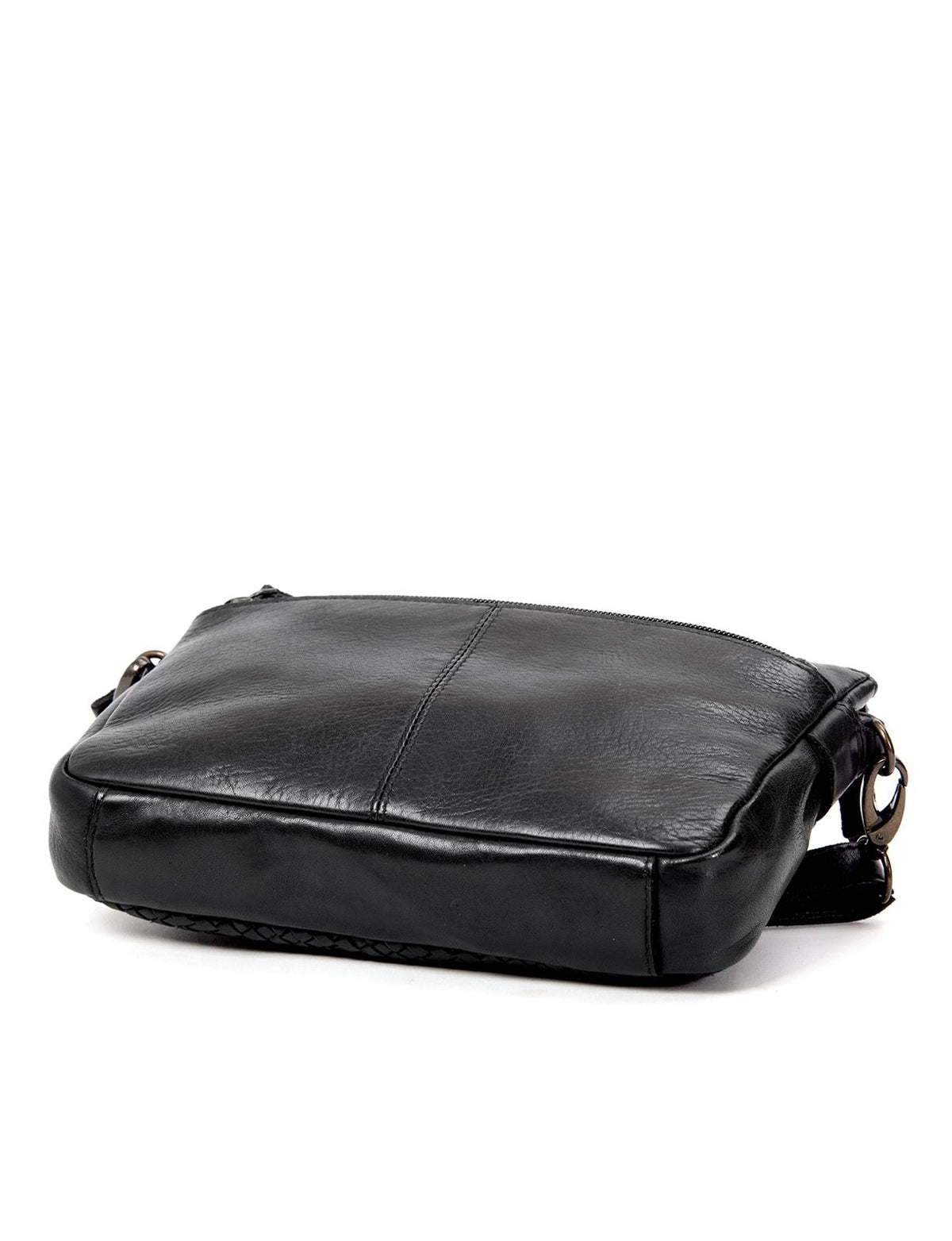 RENMARK WOVEN DETAIL LEATHER XBODY BAG- A-0018-BLK- NEW IN
