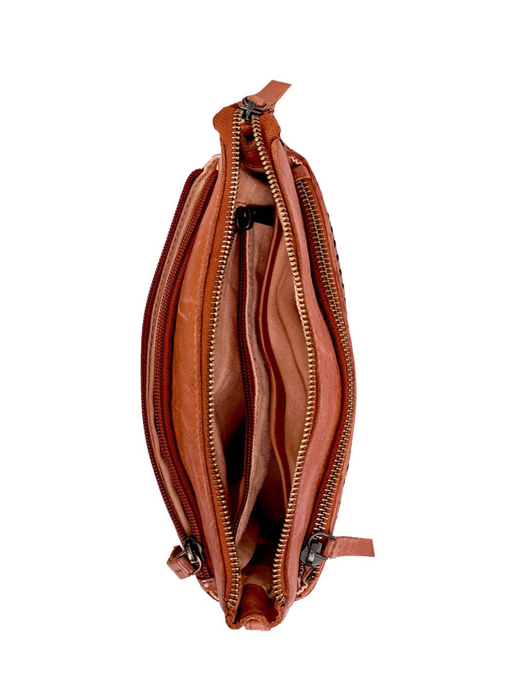 RENMARK WOVEN DETAIL LEATHER XBODY BAG- A-0018-TAN- NEW IN