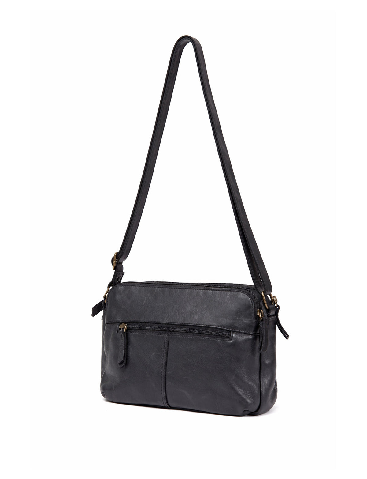 ALBANY MULTICOMPARTMENT LEATHER XBODY BAG- A-0019-BLK- NEW IN
