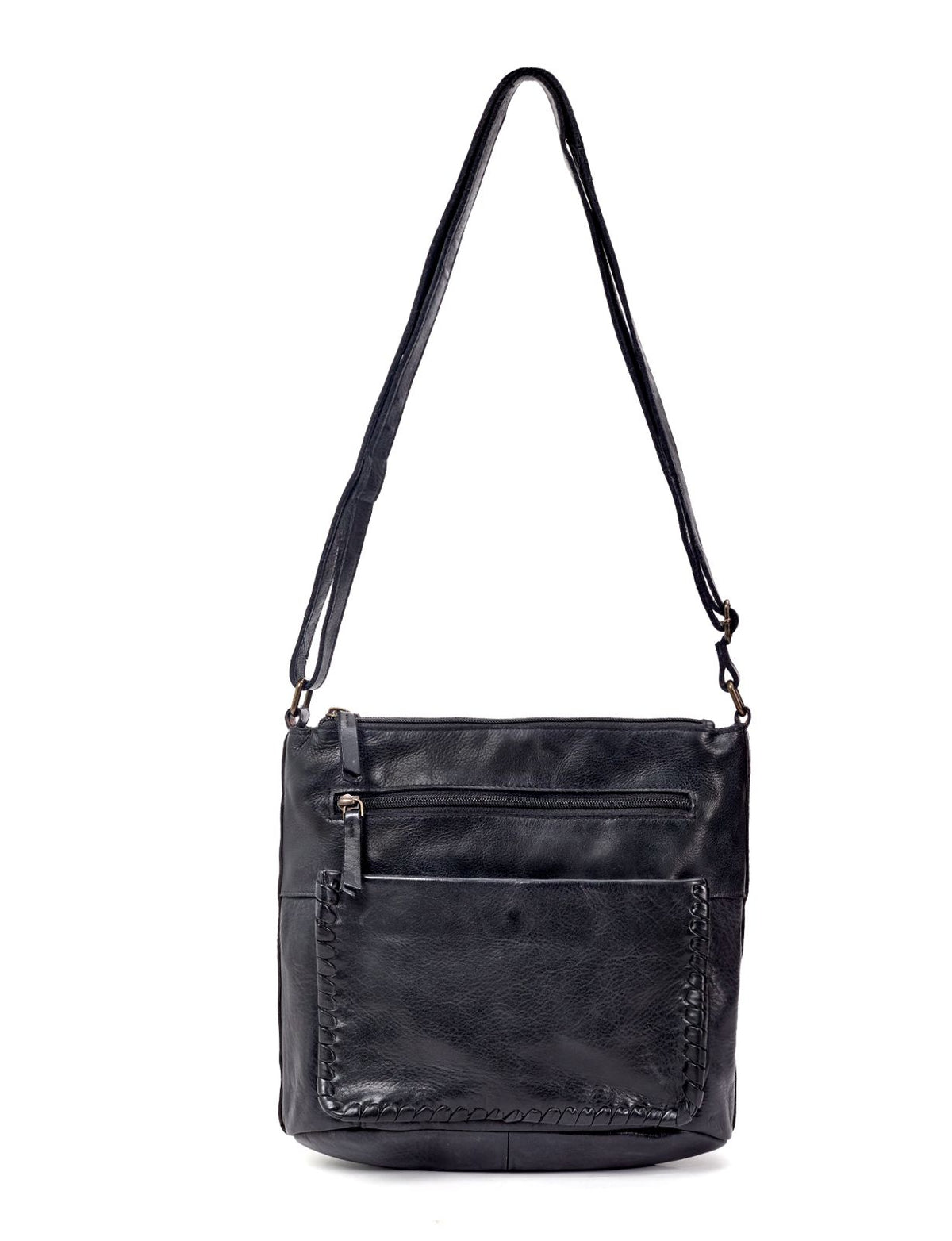 TAMBORINE MULTICOMPARTMENT LEATHER XBODY BAG- A-0020-BLK- NEW IN