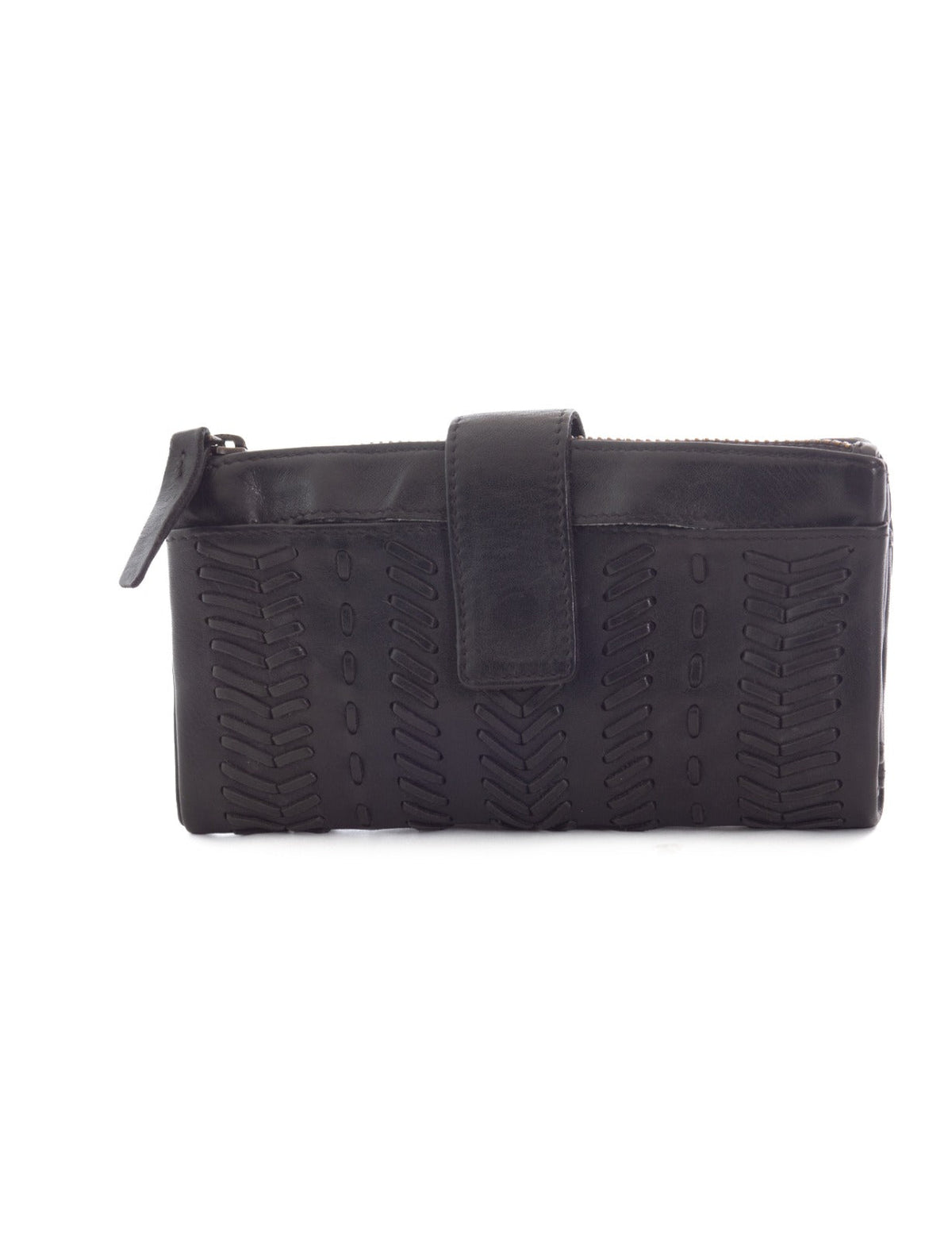 ARDROSSAN BRAIDED DETAIL LGE LEATHER TAB WALLET- A-0024-BLK- NEW IN