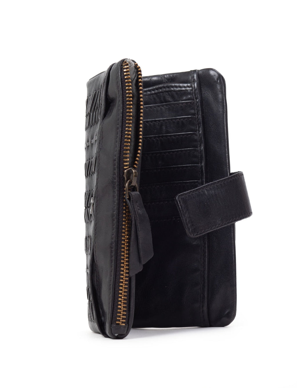 ARDROSSAN BRAIDED DETAIL LGE LEATHER TAB WALLET- A-0024-BLK- NEW IN