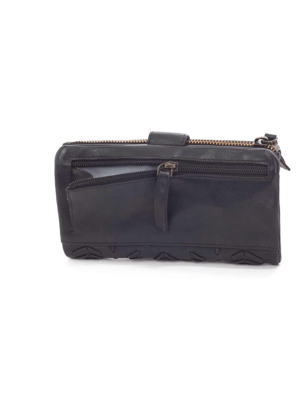 ARDROSSAN BRAIDED DETAIL LGE LEATHER TAB WALLET- A-0024-BLK- NEW IN