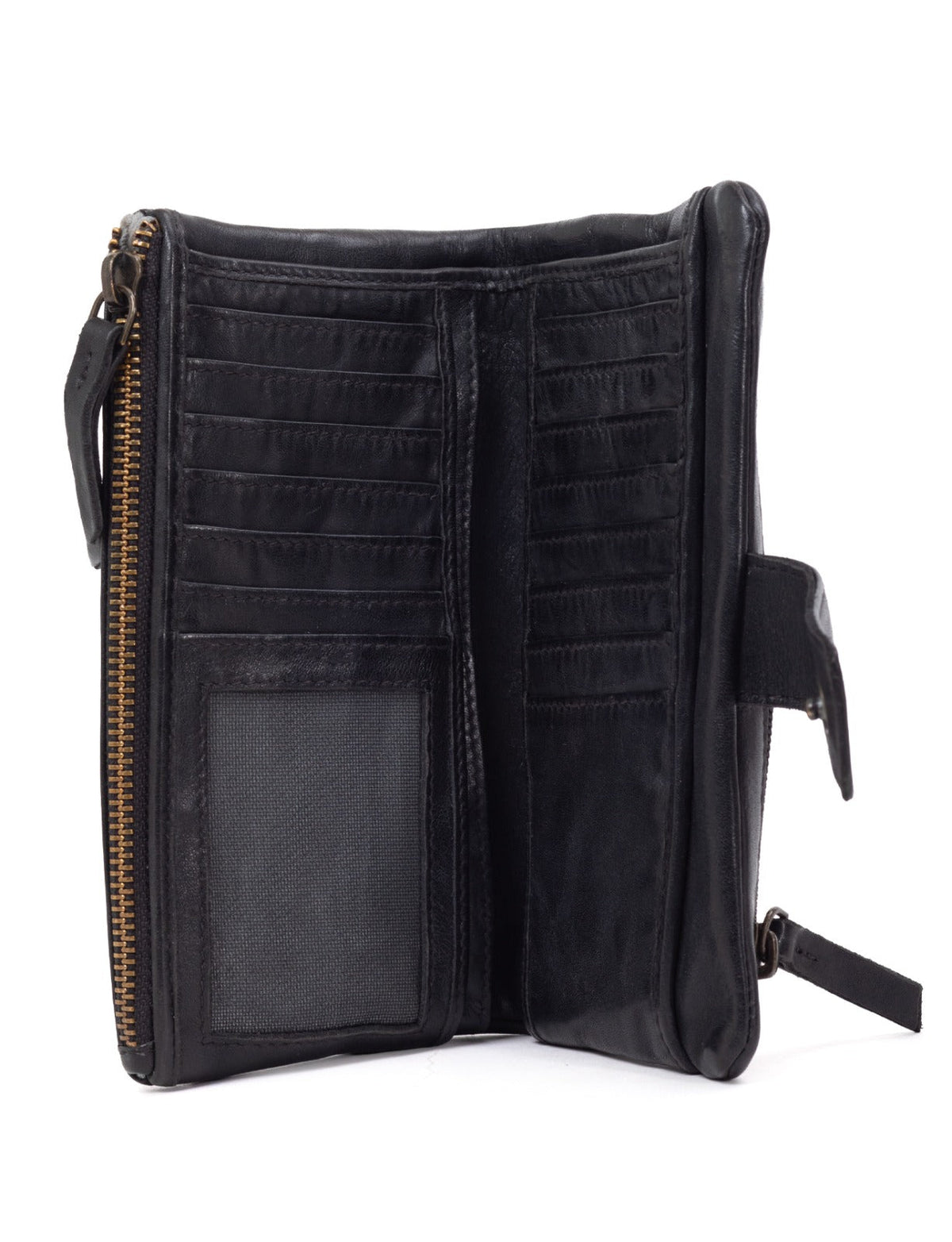 ARDROSSAN BRAIDED DETAIL LGE LEATHER TAB WALLET- A-0024-BLK- NEW IN