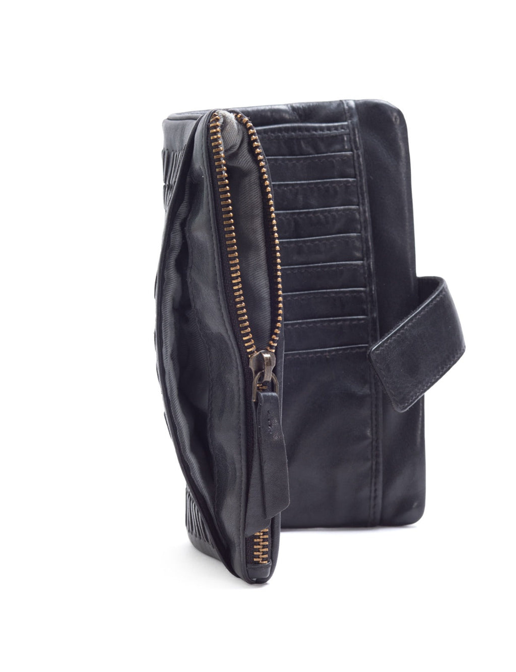 ARDROSSAN BRAIDED DETAIL LGE LEATHER TAB WALLET- A-0024-BLK- NEW IN