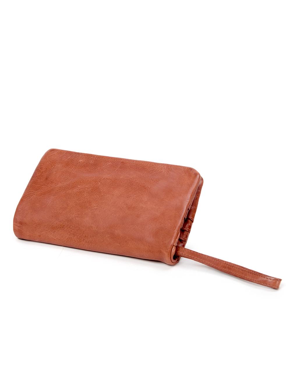 KADINA LGE LEATHER CLUTCH WALLET- A-0025-TAN- NEW IN