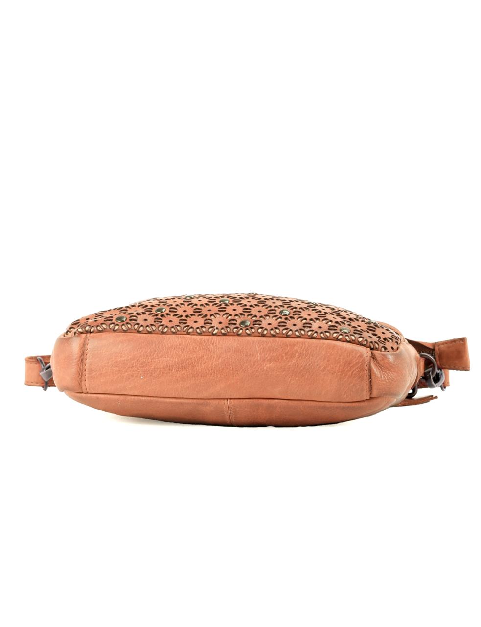 BOWRAL LASER CUT CROSS BODY STRAP W/ STUDS - Tan