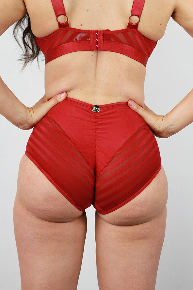 Alexis Mid Waist Booty Short RED | Pole Wear