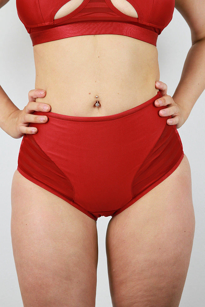 Alexis Mid Waist Booty Short RED | Pole Wear