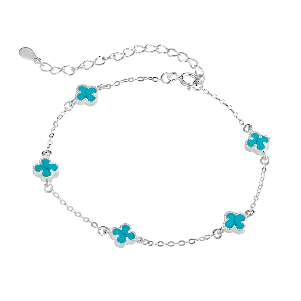 Sterling Silver Floral Charm Bracelet, 16.5cm