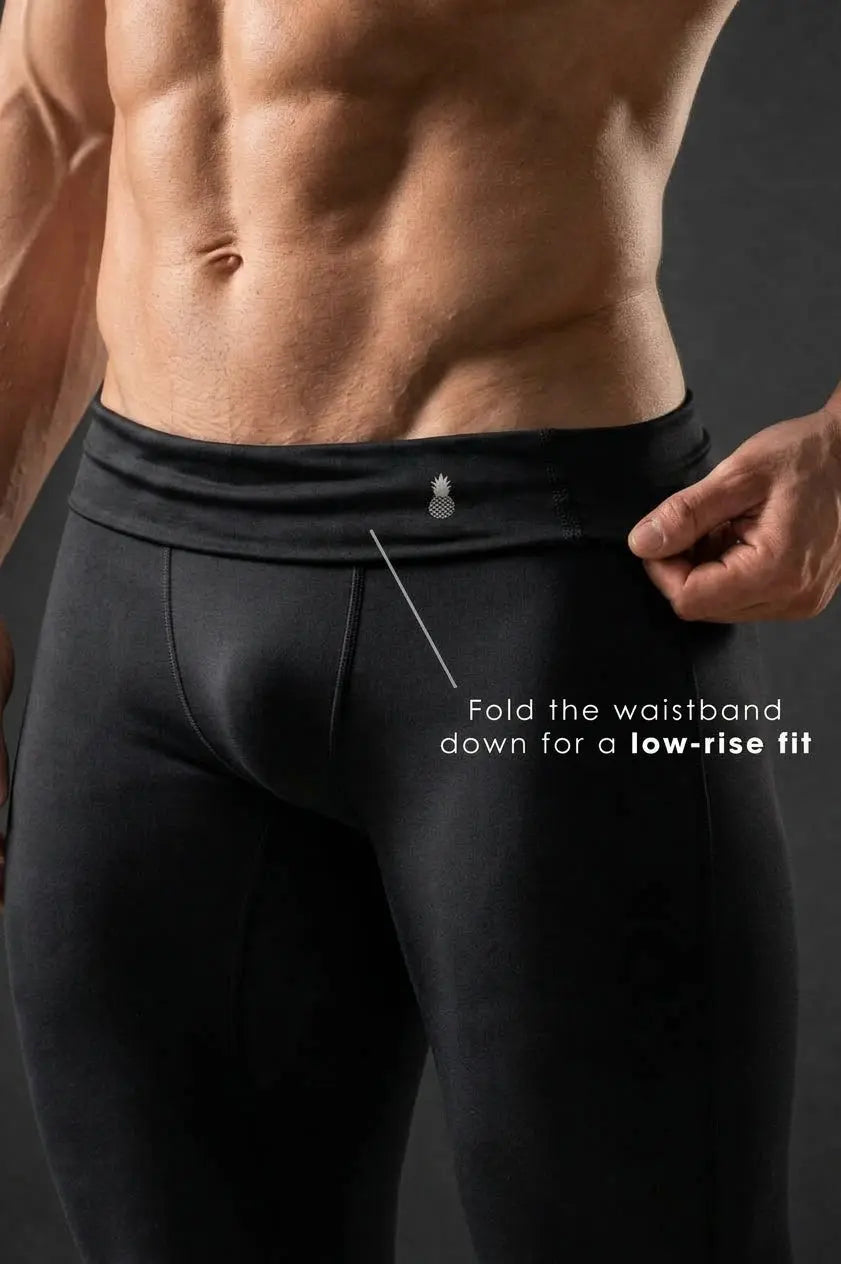 JJ Malibu Men's Bubble Butt Scrunch Leggings - All Black
