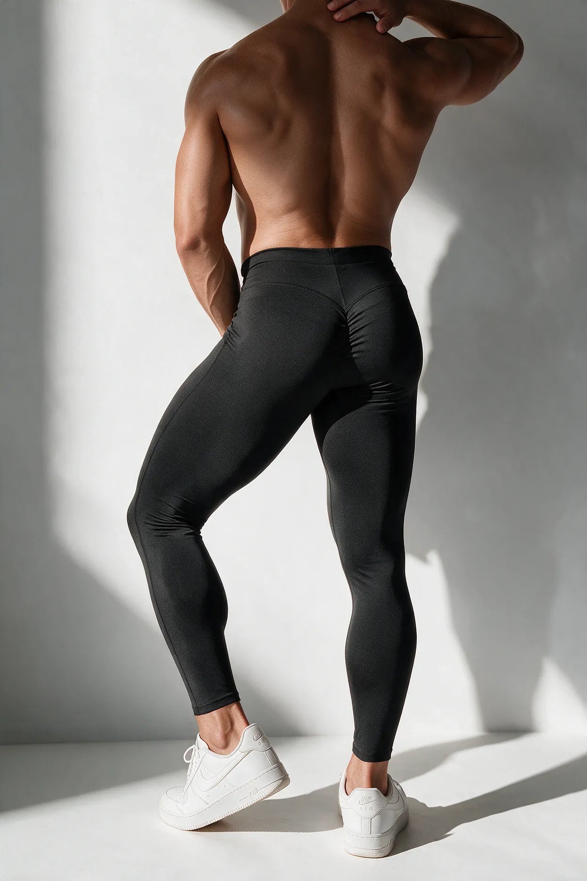 JJ Malibu Men's Bubble Butt Scrunch Leggings - All Black