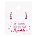 Silver Geometric Stud Earrings with Crystal