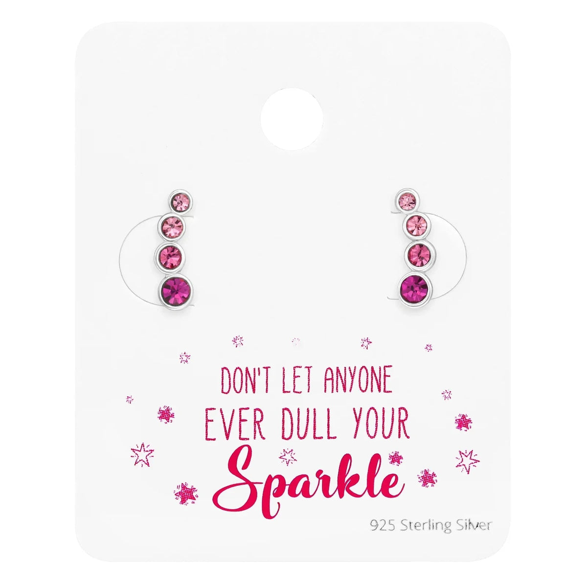 Silver Geometric Stud Earrings with Crystal