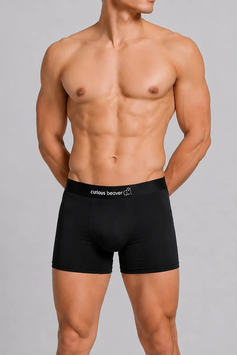 Curious Beaver Men's Soft Modal Boxer Briefs - Midnight Black