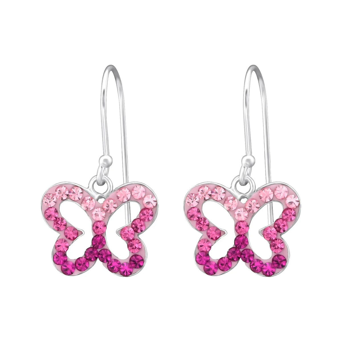 Silver Butterfly Earrings with Crystal