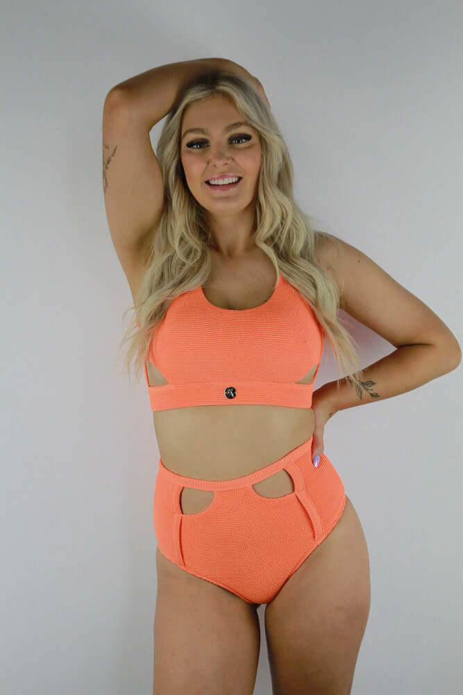 Lily Mid Waist Booty Shorts Orange | Pole Wear