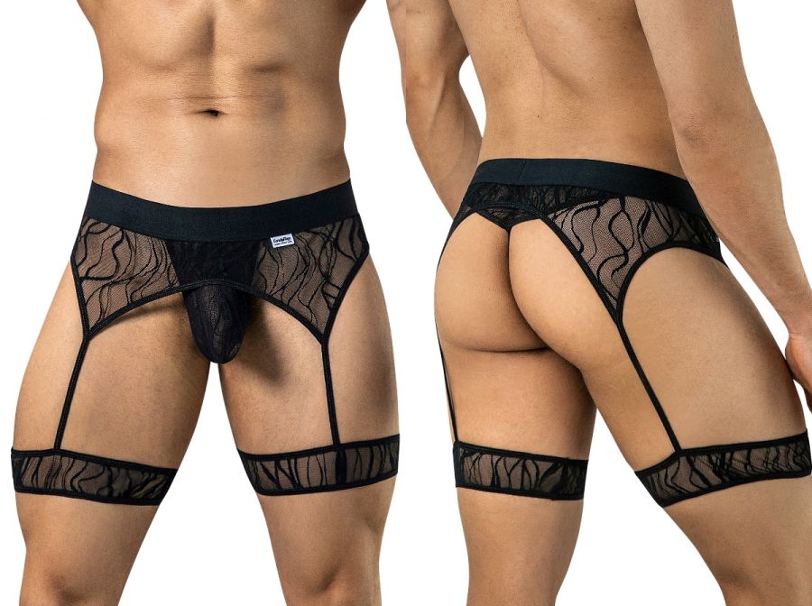 CandyMan 95014 남성용 섹시 가터 끈 팬티 블랙