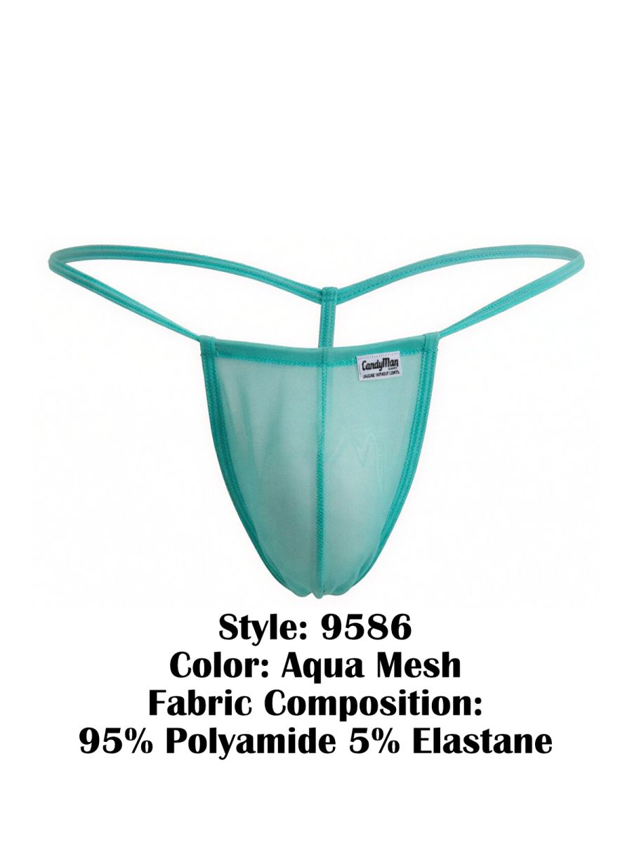 CandyMan 9586 G-String Color Aqua Mesh