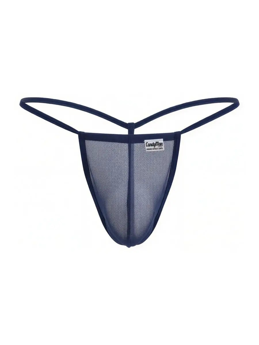 CandyMan 9586 Men's Underwear Mini G-String Color Dark Blue Mesh