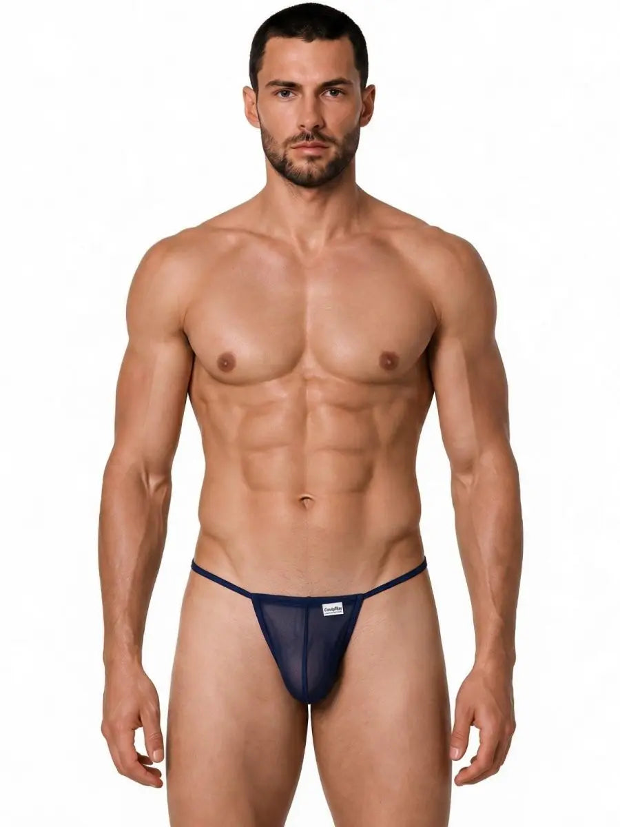 CandyMan 9586 Men's Underwear Mini G-String Color Dark Blue Mesh