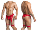 CandyMan 99310 Men's Underwear Lace Garther Thongs Color Red