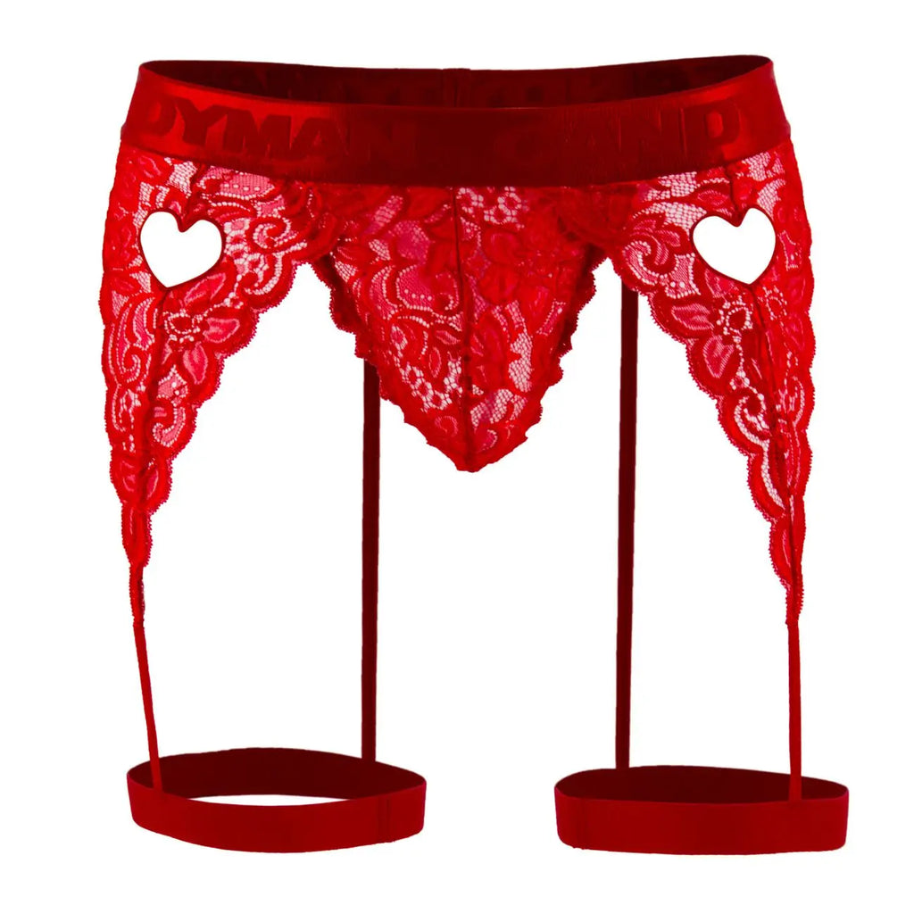 CandyMan 99310 Men's Underwear Lace Garther Thongs Color Red