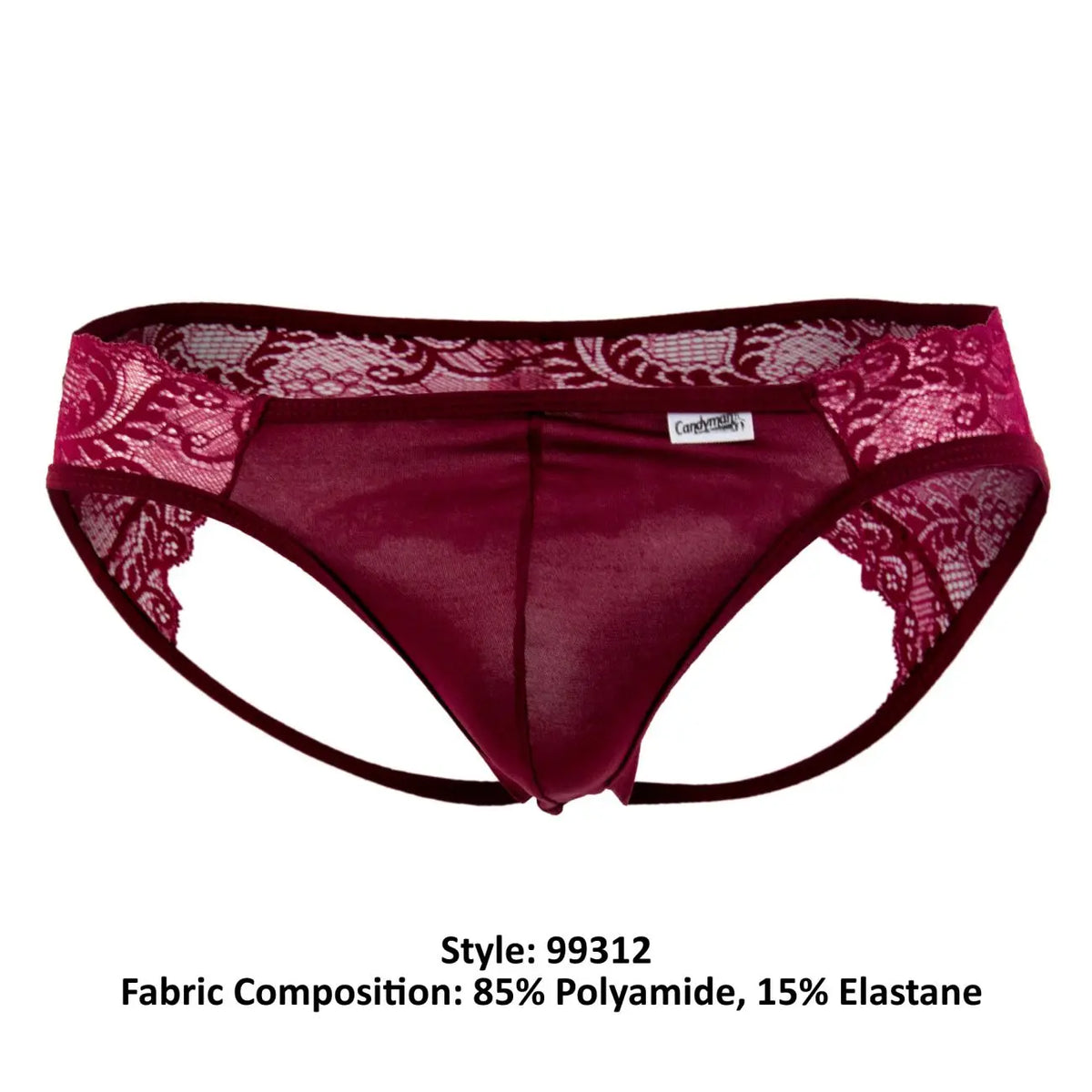 CandyMan 99312 Men's Underwear Lace Jockstrap Color Burgundy