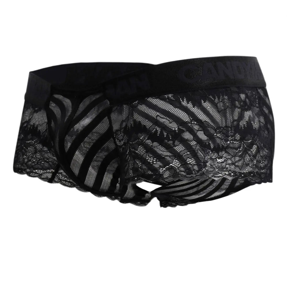 CandyMan 99393 Men's Underwear Mesh and Lace Boxer Briefs Color Black