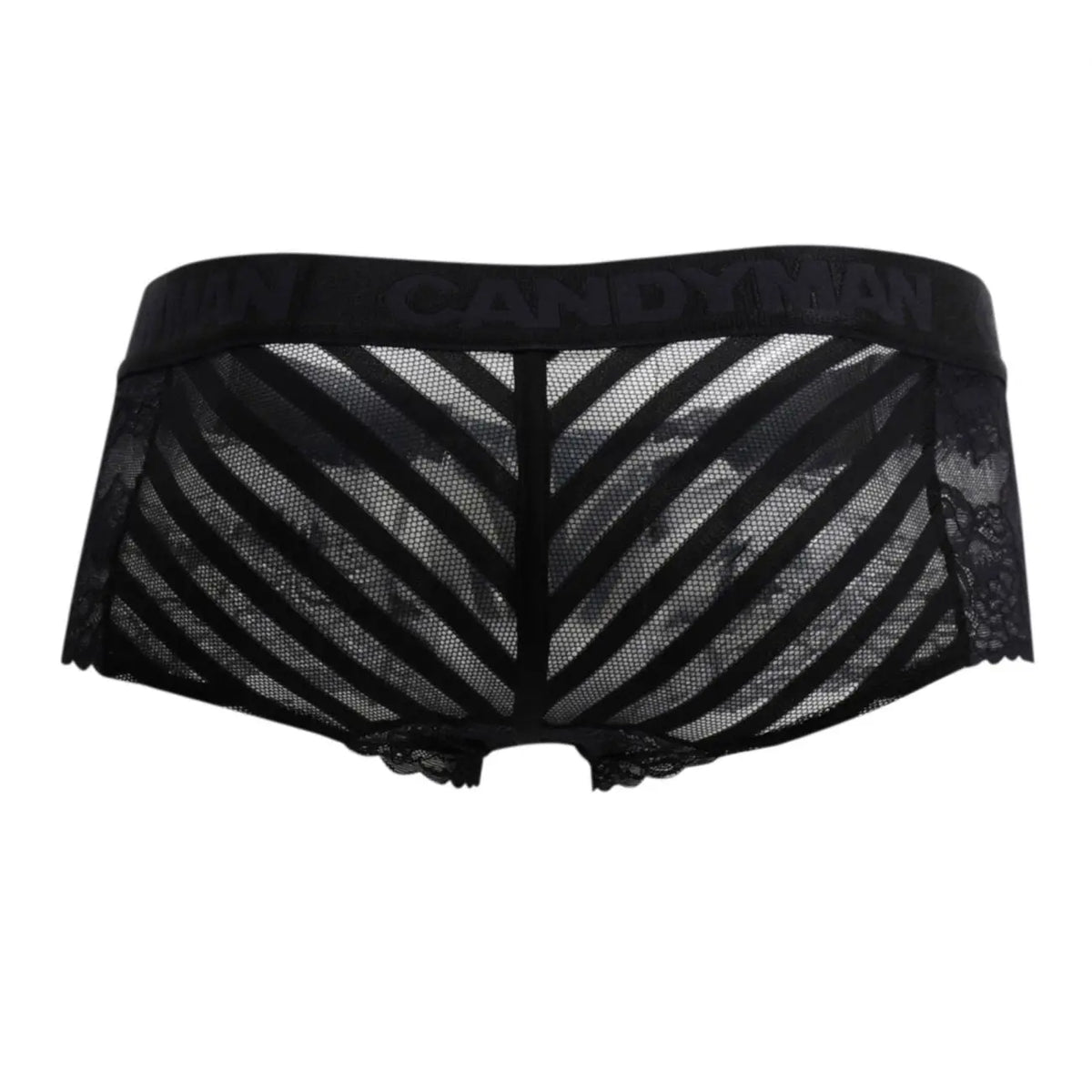 CandyMan 99393 Men's Underwear Mesh and Lace Boxer Briefs Color Black