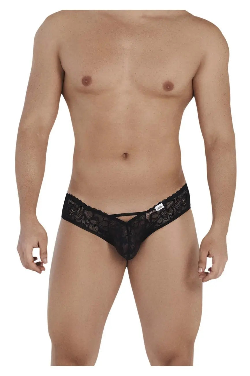 CandyMan 99535 Men's Underwear Bow & Lace Jockstrap Color Black