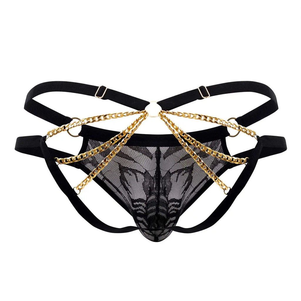 CandyMan Men's Underwear 99598 Lace and Chain Bikini Color Black