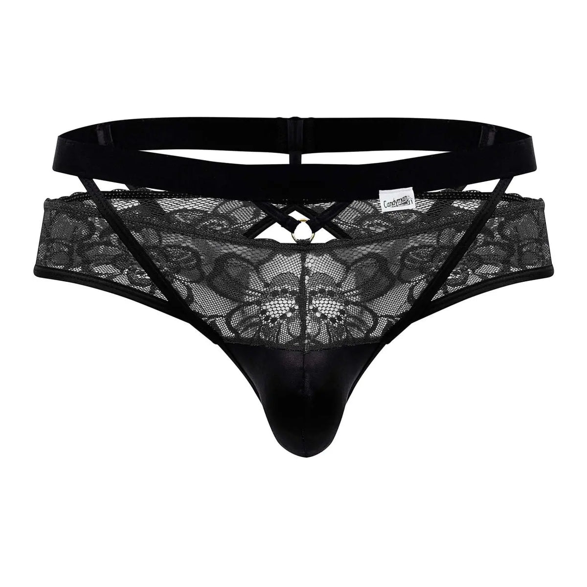CandyMan Men's Underwear 99627 Lace Jockstrap Color Black