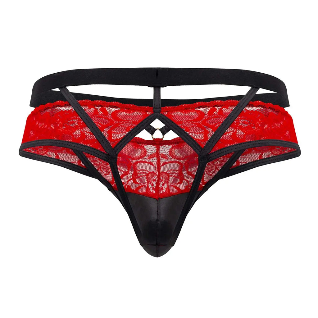 CandyMan Men's Underwear 99627 Lace Jockstrap Color Red
