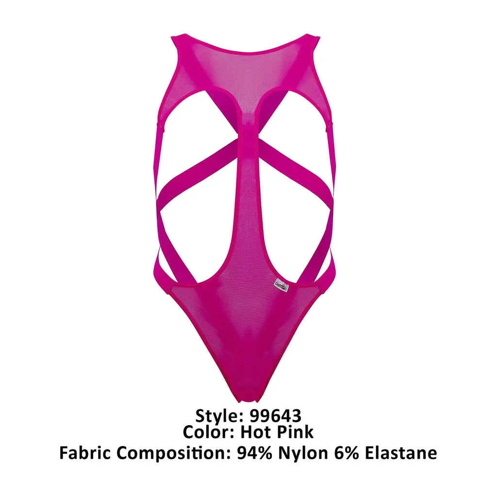 CandyMan Men's Underwear 99643 Mesh Bodysuit Color Hot Pink