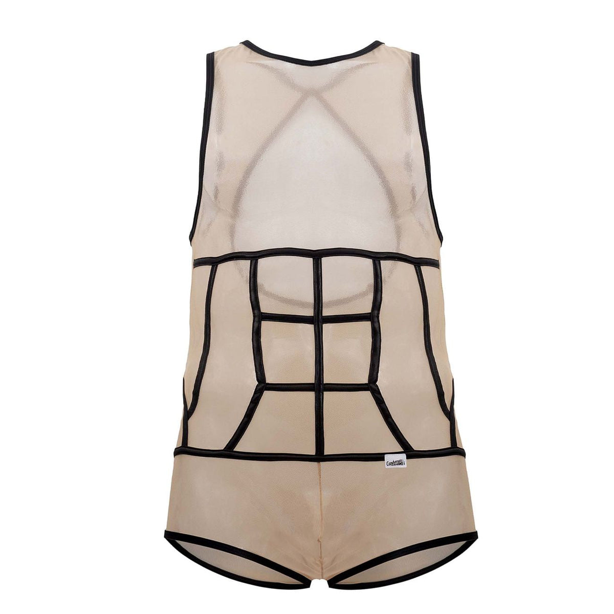 CandyMan Men's Underwear 99683X Tulle Bodysuit Color Beige