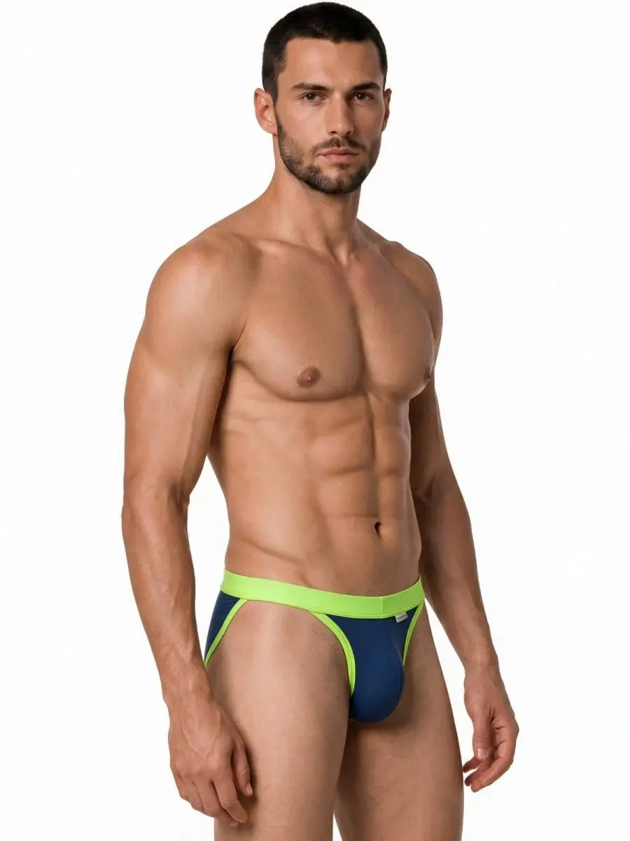 CandyMan 99941 Men's Underwear Bikini Athletic Low Rise Brief Color Navy