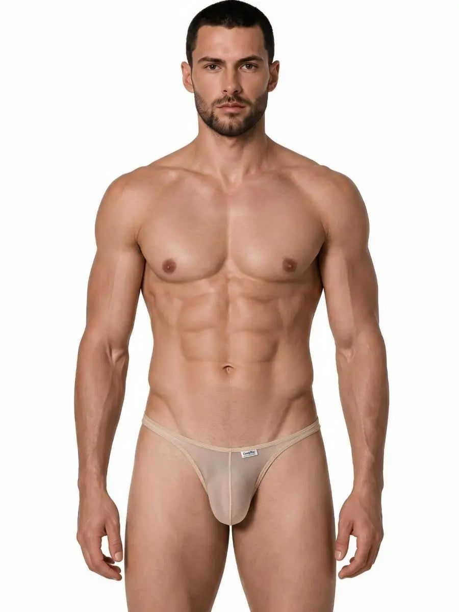 CandyMan 99954 Men's Underwear Sheer Mesh Thongs Color Beige Mesh