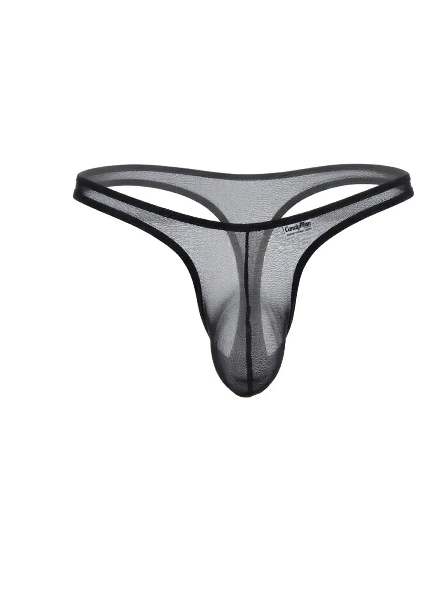 CandyMan 99954 Men's Underwear Sheer Mesh Thongs Color Black Mesh