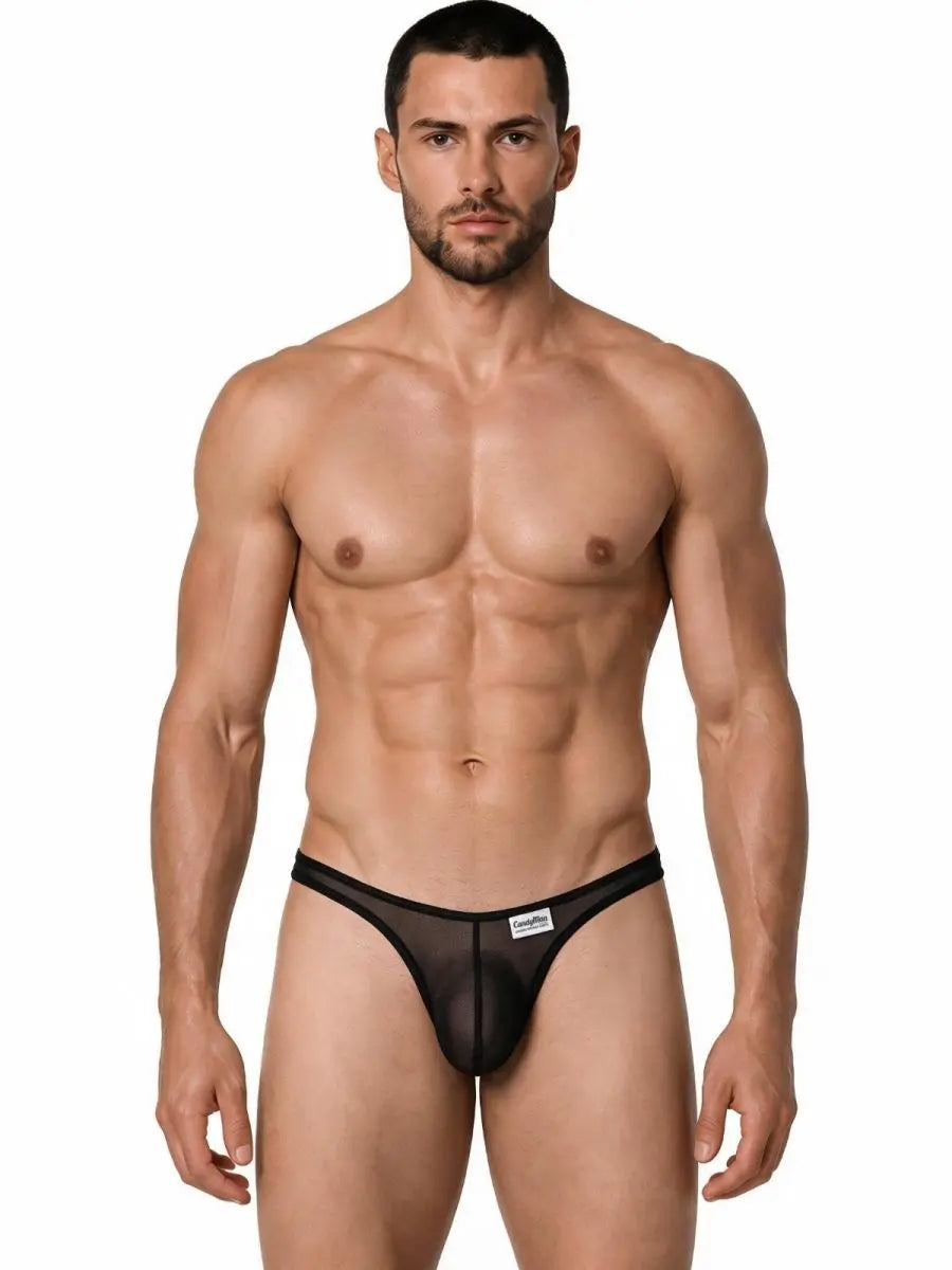 CandyMan 99954 Men's Underwear Sheer Mesh Thongs Color Black Mesh