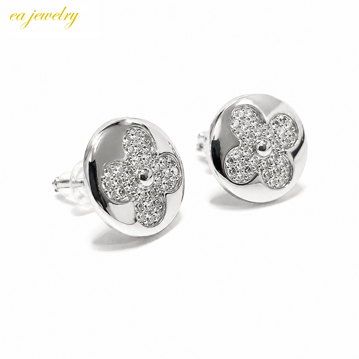 Clover Stud Earrings - Silver