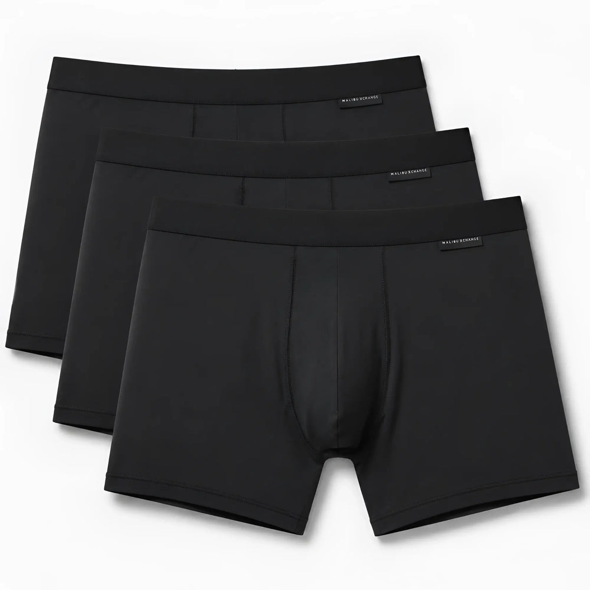 Malebasics classic tripack black menâ€™s boxer briefs with smooth seamless design and elastic waistband